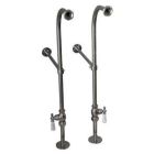 Freestanding Bath Supplies With Stops, Porcelain Handles, Polished Chrome