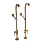 Freestanding Bath Supplies With Stops, Porcelain Handles, Polished Brass