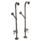 Freestanding Bath Supplies With Stops, Porcelain Handles, Polished Nickel
