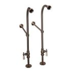 Freestanding Bath Supplies With Stops, Porcelain Handles, Brush Nickel