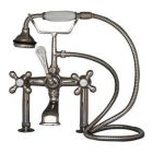 Tub Filler with Elephant Spout, Metal Cross Handles, Telephone Hand shower, 6" Elbows, Polished Nickel