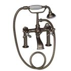 Tub Filler with Elephant Spout, Metal Cross Handles, Telephone Hand shower, 6" Elbows, Brushed Nickel