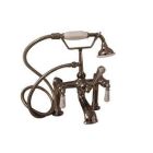 Tub Filler with Elephant Spout, Porcelain Lever Handles, Telephone Hand shower, 6" Elbows,  Polished Nickel