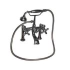 Rim Mounted Tub Filler with Metal Hand shower, Metal Cross Handles, Metal Diverter-Polished Chrome