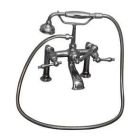 Rim Mounted Tub Filler with Metal Hand shower, Metal Lever Handles, Metal Diverter-Polished Chrome