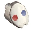 DELTA COLLINS RED/BLUE BUTTON, STAINLESS