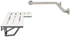 SYMMONS LEFT-HANDED SLAT-SHOWER SEAT AND TWO WALL ADA GRAB BAR
