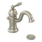 Brushed nickel one-handle bathroom faucet