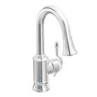 Chrome one-handle pulldown bar faucet