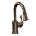 Oil rubbed bronze one-handle pulldown bar faucet