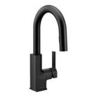 Matte black one-handle pulldown bar faucet