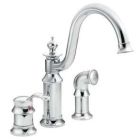 Chrome one-handle kitchen faucet