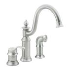 Classic stainless one-handle kitchen faucet