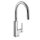Chrome one-handle pulldown kitchen faucet