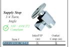 WALTER, ABRBV12F38CA-LF, ANGLE STOP (BALL VALVE) 1/2 F.I.P. x  3/8  O.D.,  CHROME 
