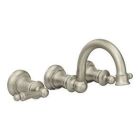 Brushed nickel two-handle wall mount bathroom faucet