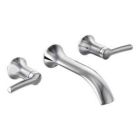 Chrome two-handle wall mount bathroom faucet