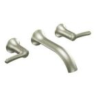 Brushed nickel two-handle wall mount bathroom faucet