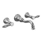 Chrome two-handle wall mount bathroom faucet