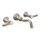 Polished nickel two-handle wall mount bathroom faucet