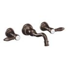 Oil rubbed bronze two-handle wall mount bathroom faucet