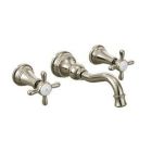 Polished nickel two-handle wall mount bathroom faucet