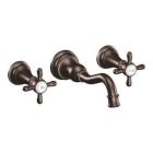 Oil rubbed bronze two-handle wall mount bathroom faucet