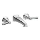 Chrome two-handle wall mount bathroom faucet