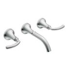 Chrome two-handle wall mount bathroom faucet