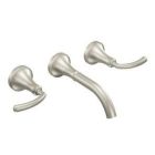 Brushed nickel two-handle wall mount bathroom faucet