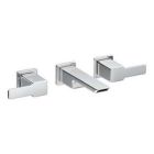 Chrome two-handle wall mount bathroom faucet