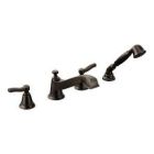 moen Oil rubbed bronze two-handle roman tub faucet includes hand shower